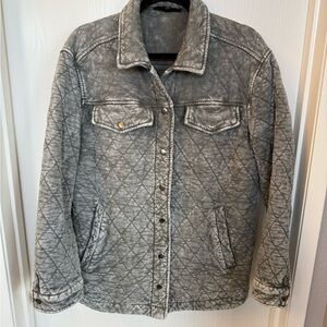 Jane + Delaney Quilted Gray Women's Shacket